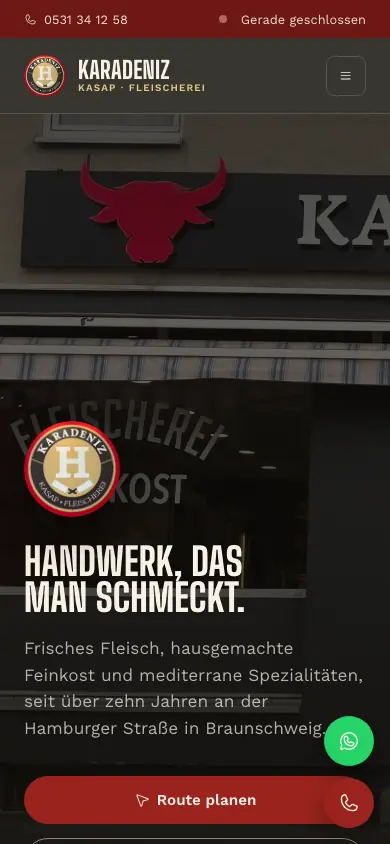 Die Website von Karadeniz auf dem Handy